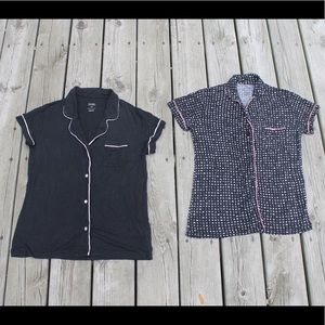 Small Short Sleeve Pajama Shirt Set of Two Black